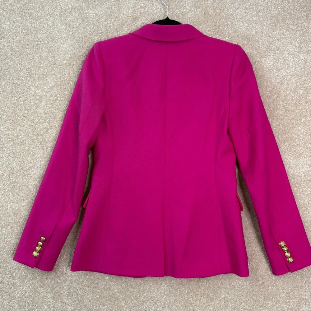 J.CREW Rhodes Blazer Women's 0 Pink Wool‎ Gold Button Professional Barbiecore